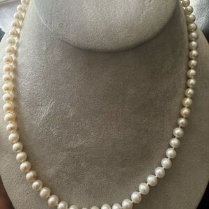 Estate Custom 10k Yellow Gold 18" Pearl Necklace 20.47g